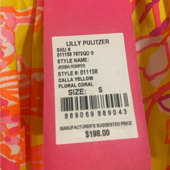 Lilly Pulitzer Jesiba Romper in Calla Yellow/Floral Coral NWT S - Picture 11 of 12